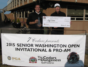 Cedars at Dungeness Head Golf Professional Presents the Winner's Check to Jeff Coston
